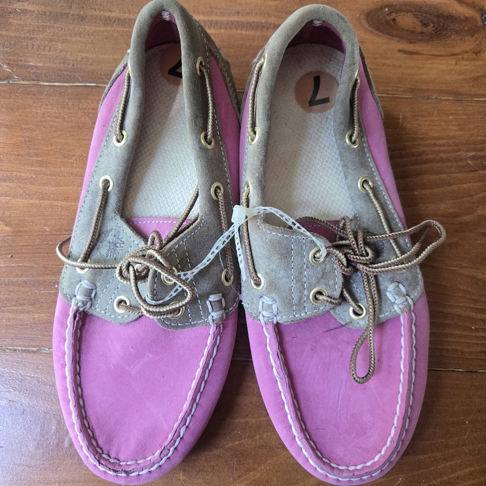 Timberland Pink and Brown Boat Shoes